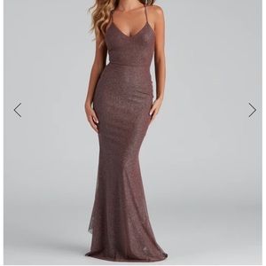 Formal Glitter Ruffled Dress